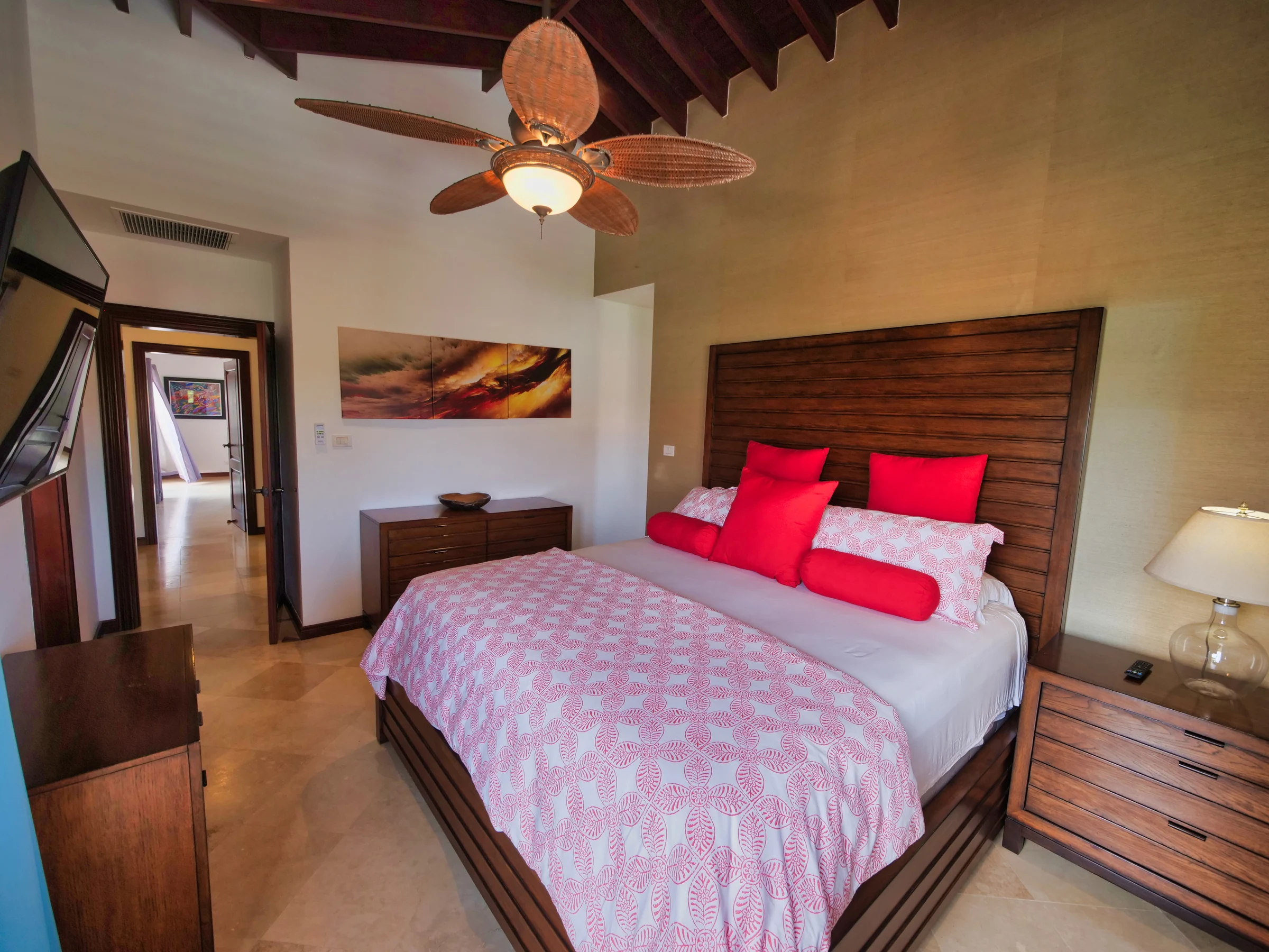Guest king bedroom opening to a private terrace