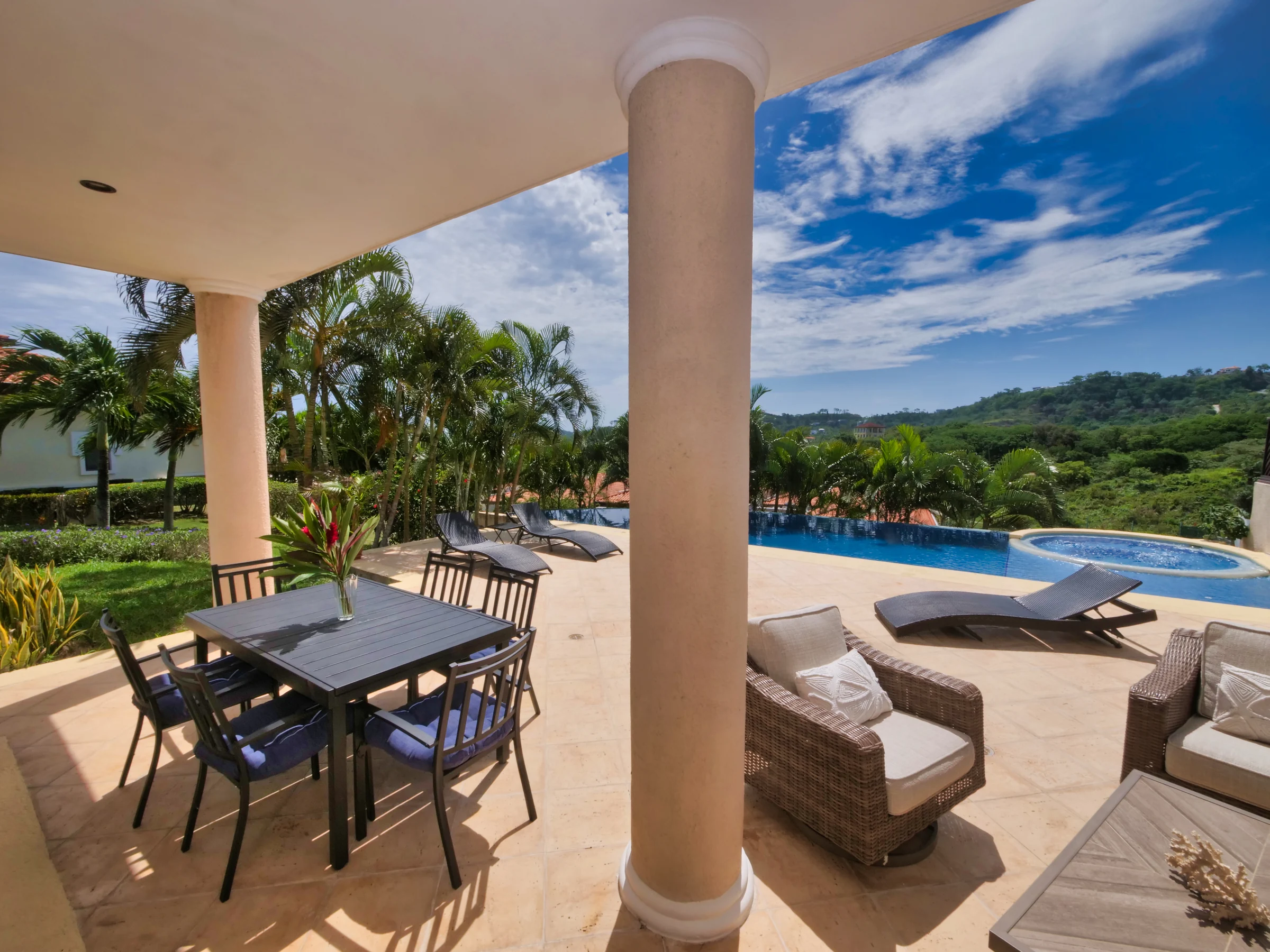 Dining space beside the private pool